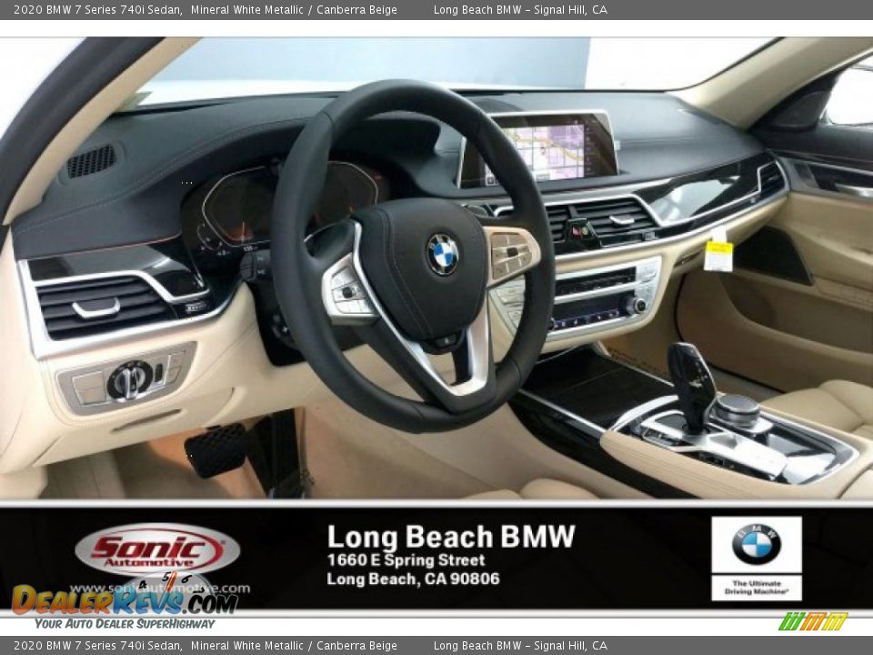 2020 BMW 7 Series 740i Sedan Mineral White Metallic / Canberra Beige Photo #4
