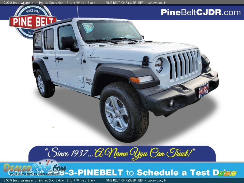 2020 Jeep Wrangler Unlimited Sport 4x4 Bright White / Black Photo #1