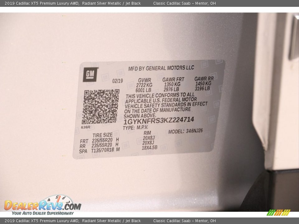 2019 Cadillac XT5 Premium Luxury AWD Radiant Silver Metallic / Jet Black Photo #23