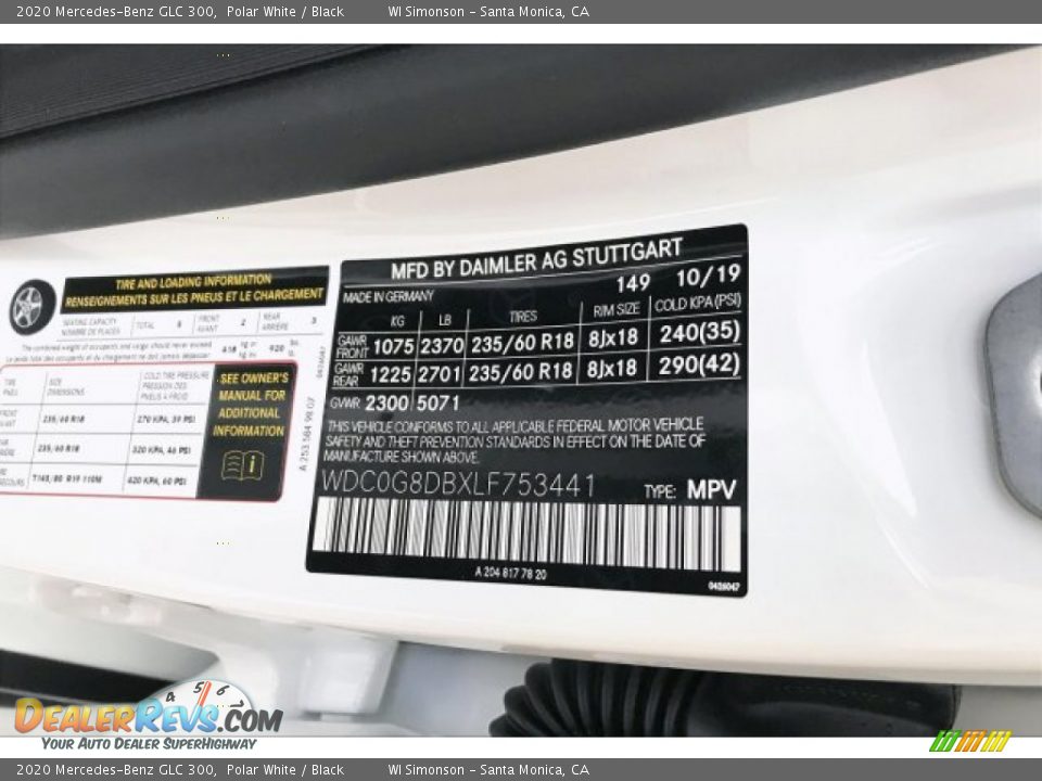 2020 Mercedes-Benz GLC 300 Polar White / Black Photo #11