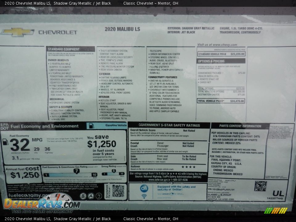 2020 Chevrolet Malibu LS Shadow Gray Metallic / Jet Black Photo #7