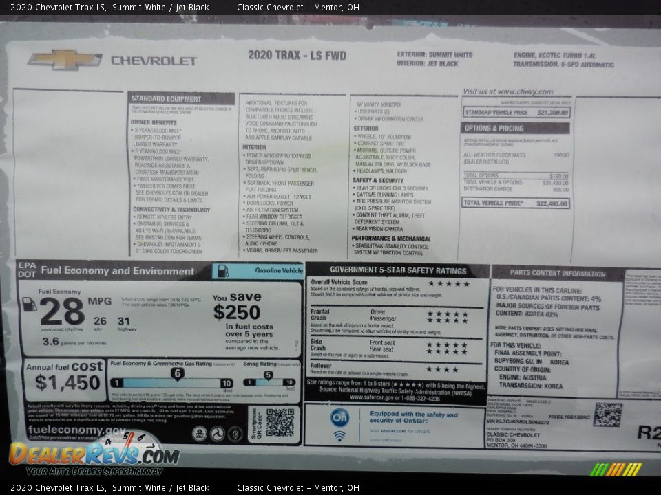 2020 Chevrolet Trax LS Summit White / Jet Black Photo #7
