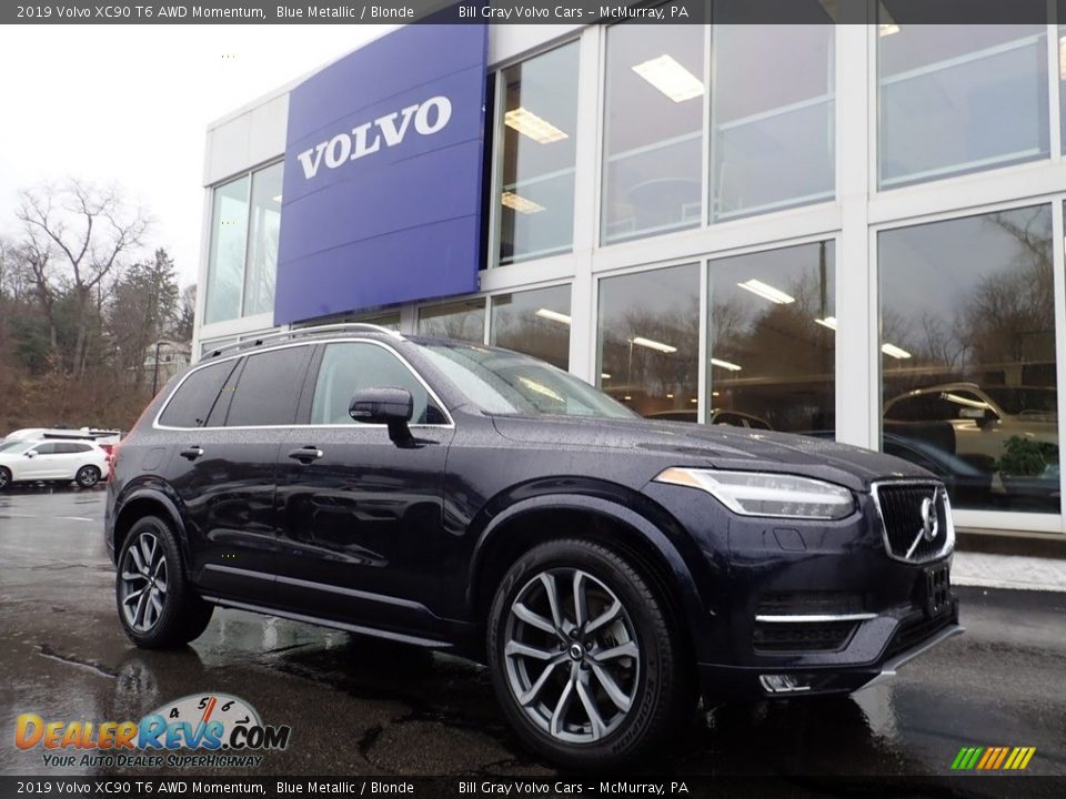2019 Volvo XC90 T6 AWD Momentum Blue Metallic / Blonde Photo #1