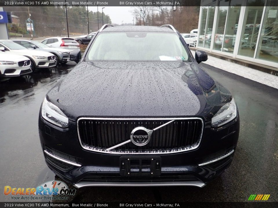 2019 Volvo XC90 T6 AWD Momentum Blue Metallic / Blonde Photo #8