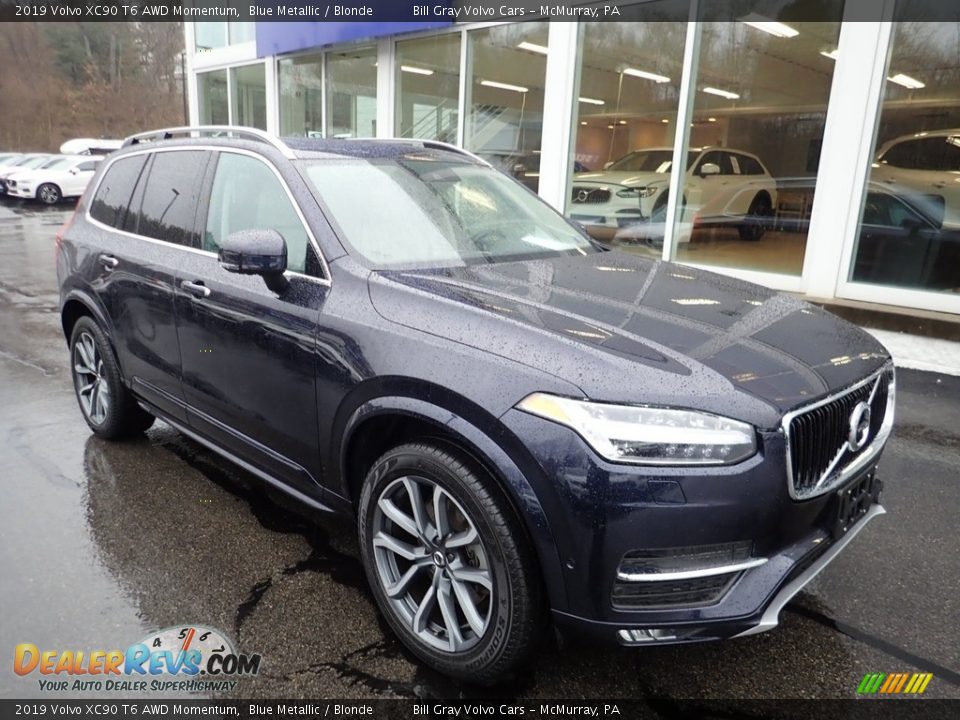 2019 Volvo XC90 T6 AWD Momentum Blue Metallic / Blonde Photo #9