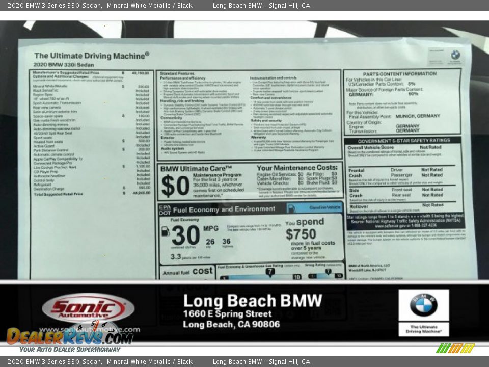 2020 BMW 3 Series 330i Sedan Mineral White Metallic / Black Photo #10