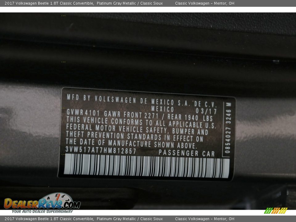 2017 Volkswagen Beetle 1.8T Classic Convertible Platinum Gray Metallic / Classic Sioux Photo #20