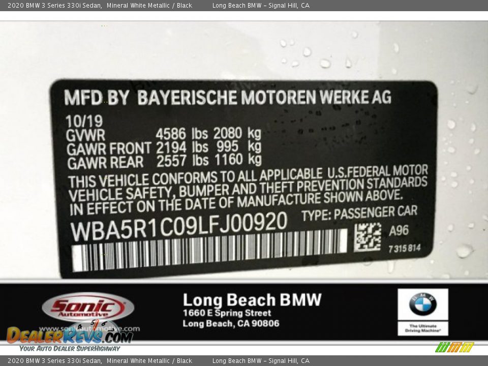 2020 BMW 3 Series 330i Sedan Mineral White Metallic / Black Photo #11