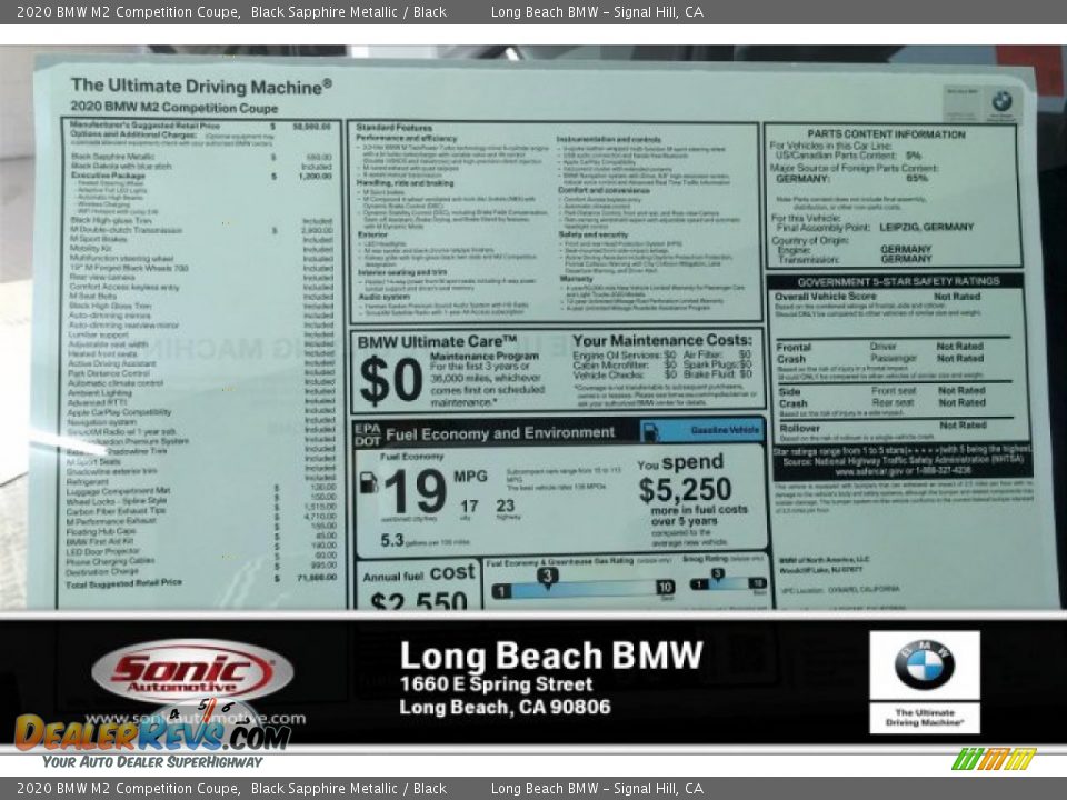 2020 BMW M2 Competition Coupe Black Sapphire Metallic / Black Photo #10