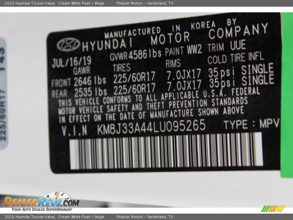 2020 Hyundai Tucson Value Cream White Pearl / Beige Photo #23