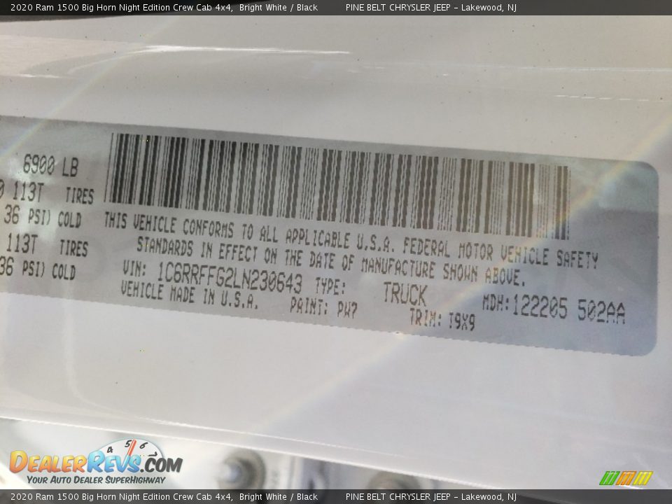 2020 Ram 1500 Big Horn Night Edition Crew Cab 4x4 Bright White / Black Photo #10