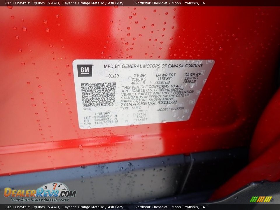 2020 Chevrolet Equinox LS AWD Cayenne Orange Metallic / Ash Gray Photo #16
