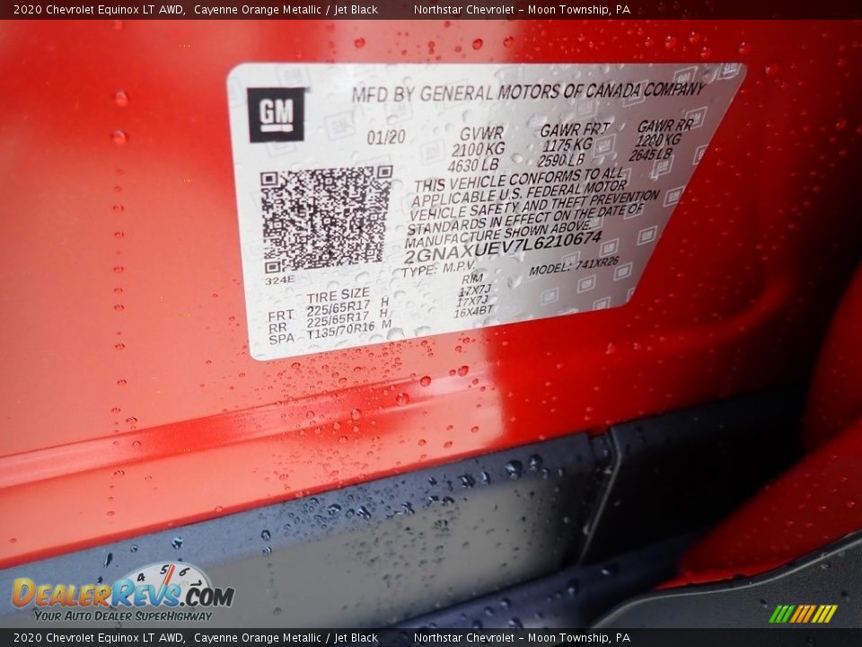 2020 Chevrolet Equinox LT AWD Cayenne Orange Metallic / Jet Black Photo #16