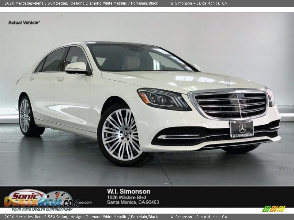 2020 Mercedes-Benz S 560 Sedan designo Diamond White Metallic / Porcelain/Black Photo #1