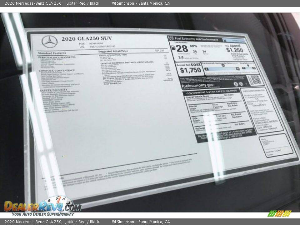 2020 Mercedes-Benz GLA 250 Window Sticker Photo #9