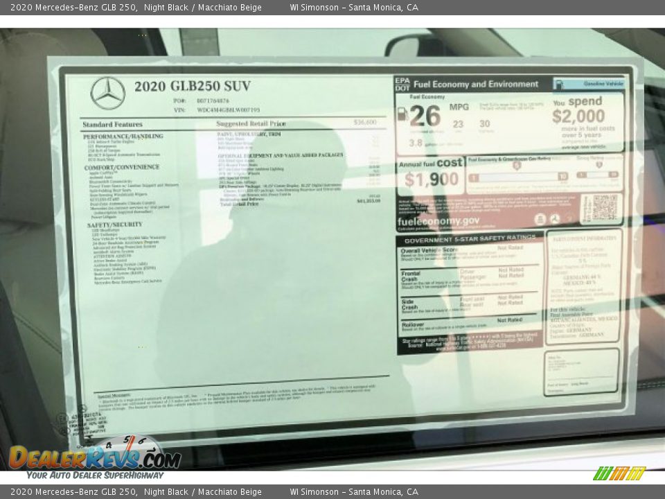 2020 Mercedes-Benz GLB 250 Window Sticker Photo #10