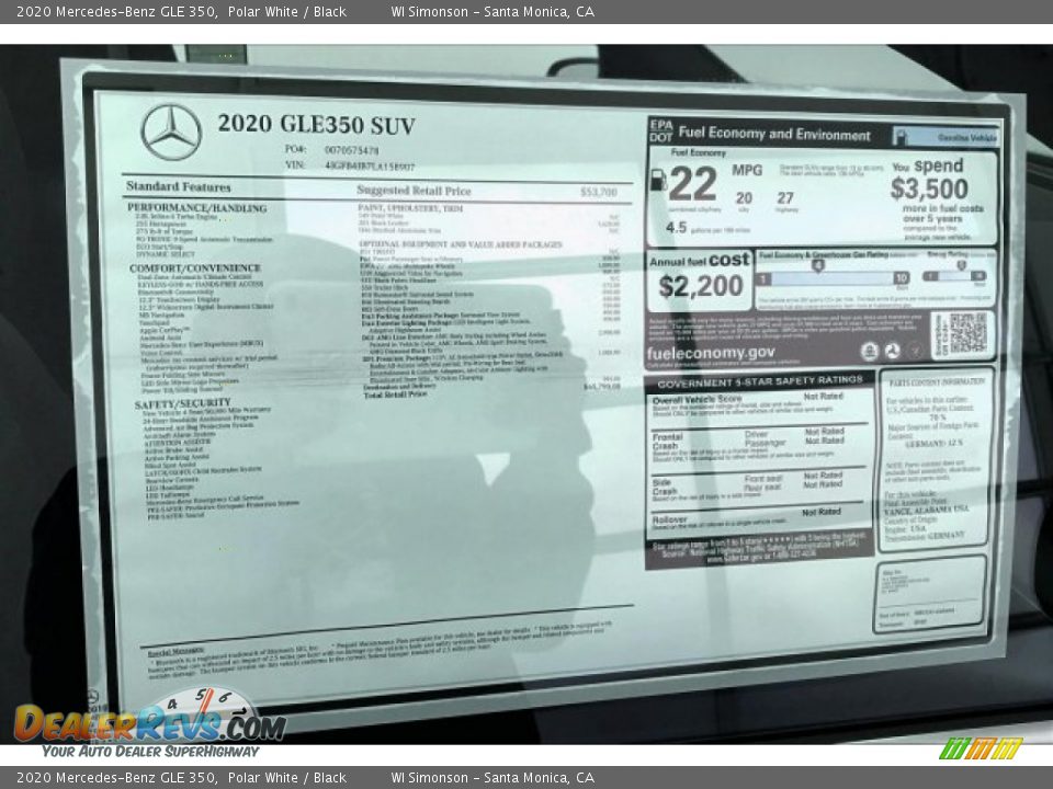 2020 Mercedes-Benz GLE 350 Polar White / Black Photo #10