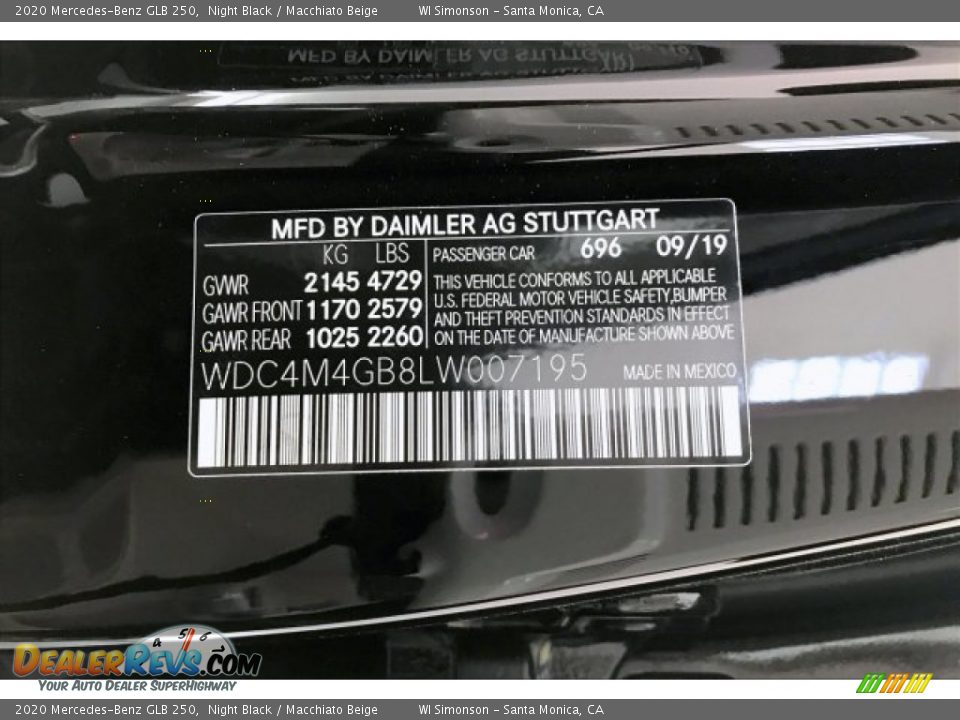 2020 Mercedes-Benz GLB 250 Night Black / Macchiato Beige Photo #11