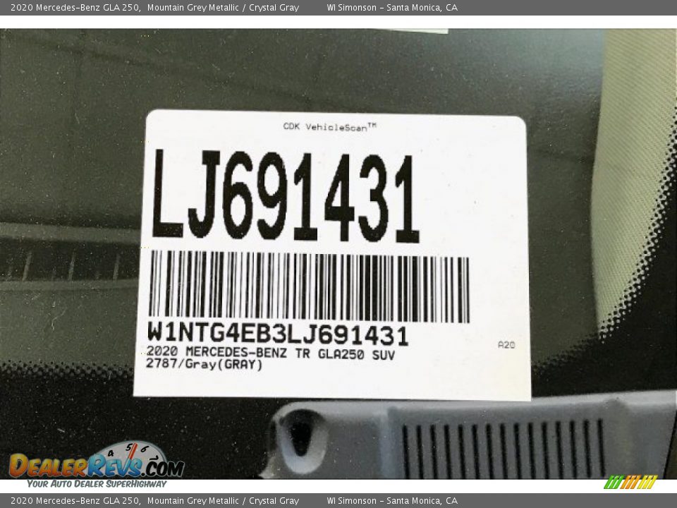 2020 Mercedes-Benz GLA 250 Mountain Grey Metallic / Crystal Gray Photo #11