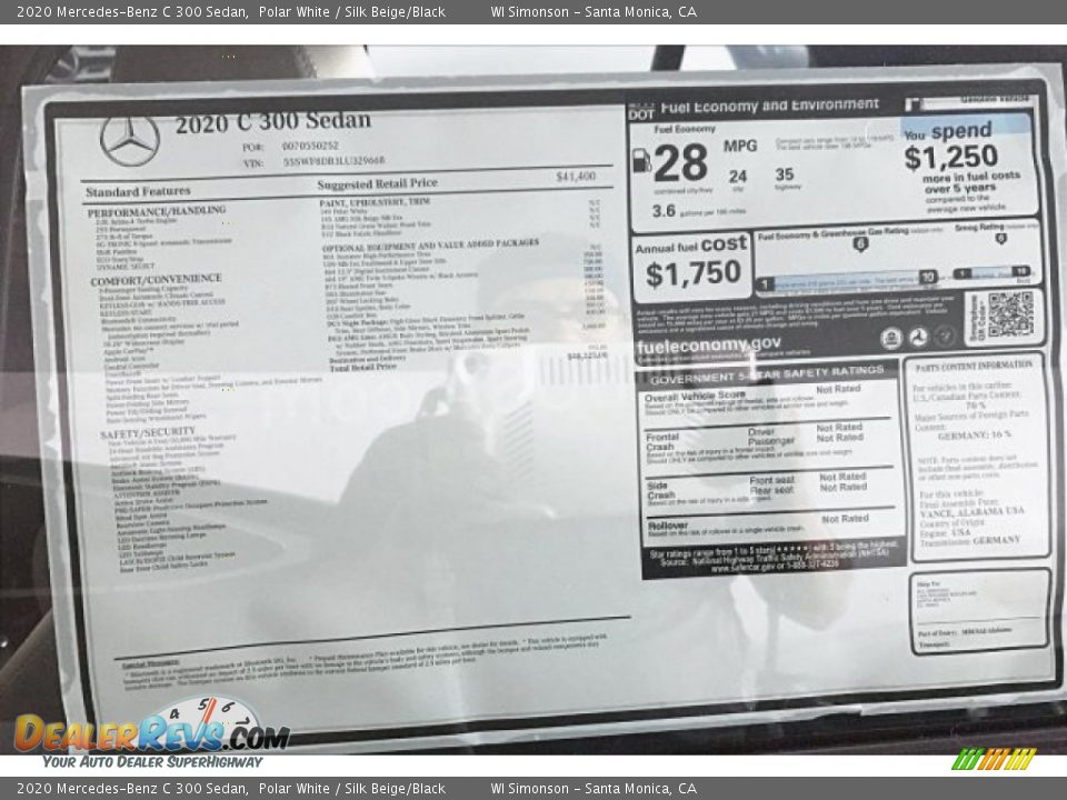 2020 Mercedes-Benz C 300 Sedan Window Sticker Photo #10