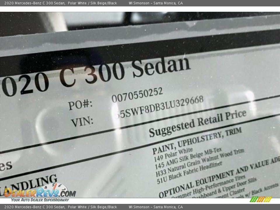 2020 Mercedes-Benz C 300 Sedan Window Sticker Photo #11