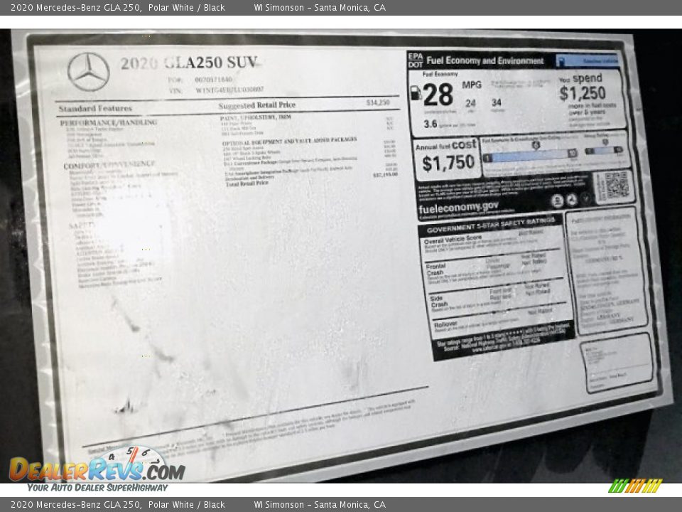 2020 Mercedes-Benz GLA 250 Polar White / Black Photo #10