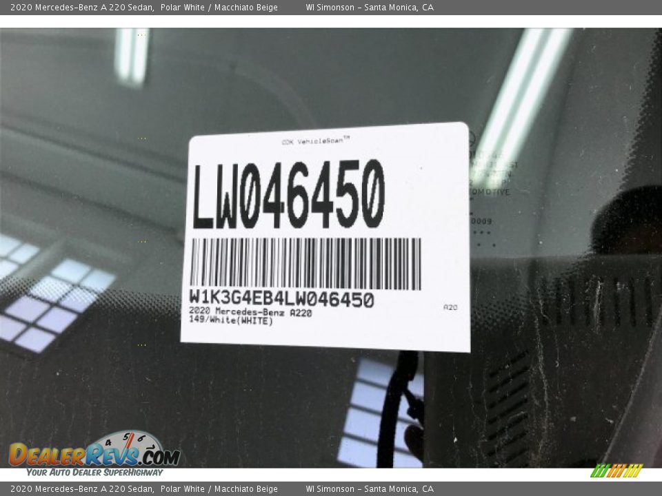 2020 Mercedes-Benz A 220 Sedan Polar White / Macchiato Beige Photo #11