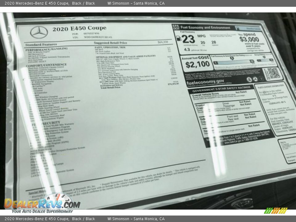 2020 Mercedes-Benz E 450 Coupe Black / Black Photo #10