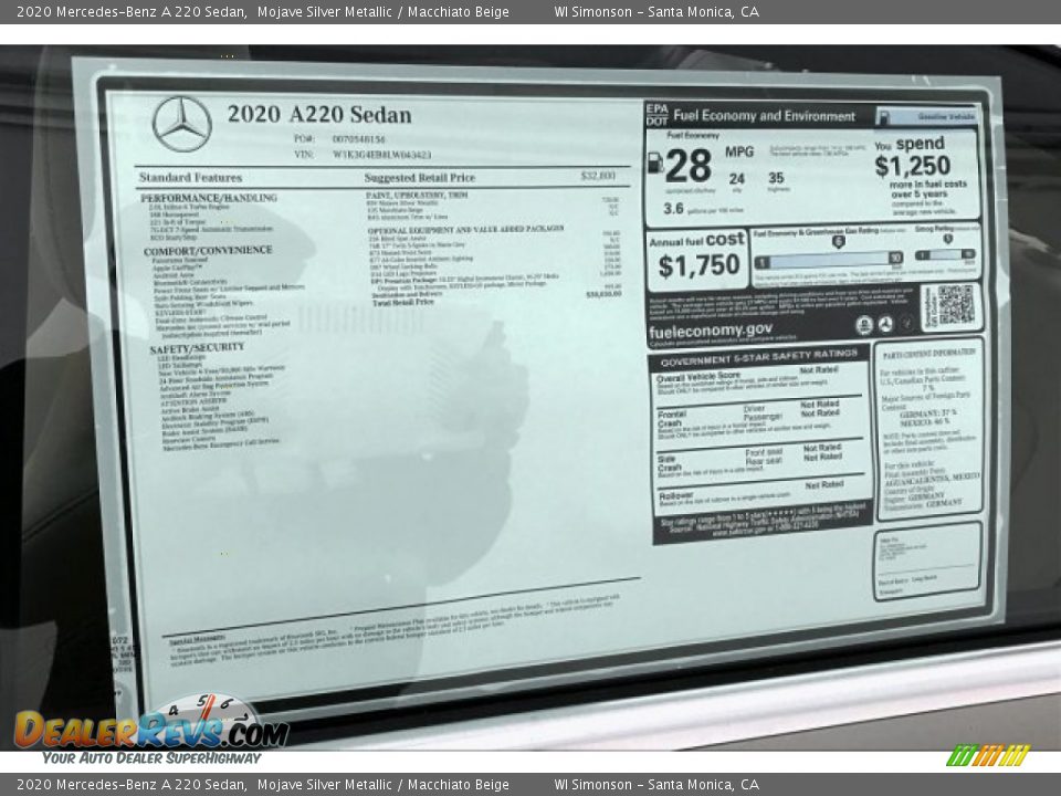 2020 Mercedes-Benz A 220 Sedan Mojave Silver Metallic / Macchiato Beige Photo #10