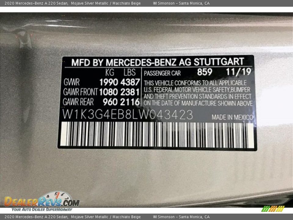 2020 Mercedes-Benz A 220 Sedan Mojave Silver Metallic / Macchiato Beige Photo #11
