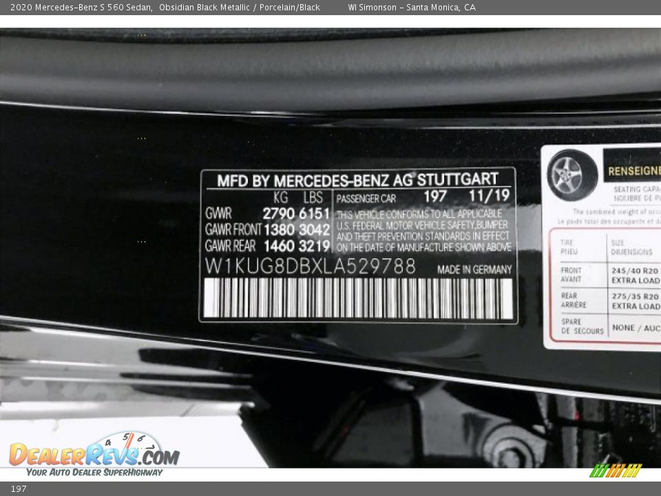 Mercedes-Benz Color Code 197 Obsidian Black Metallic