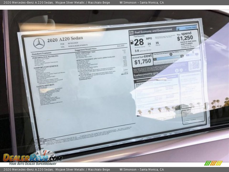 2020 Mercedes-Benz A 220 Sedan Mojave Silver Metallic / Macchiato Beige Photo #10