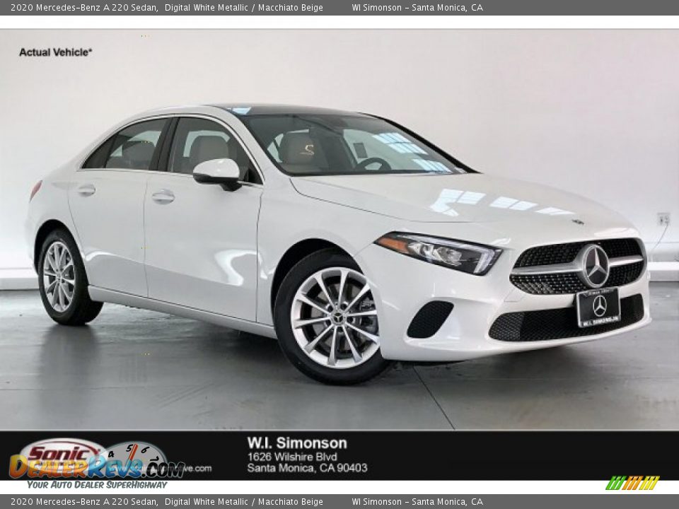 2020 Mercedes-Benz A 220 Sedan Digital White Metallic / Macchiato Beige Photo #1