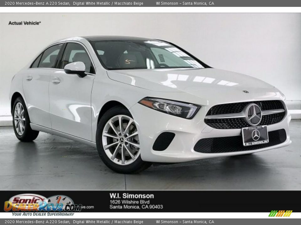 2020 Mercedes-Benz A 220 Sedan Digital White Metallic / Macchiato Beige Photo #1