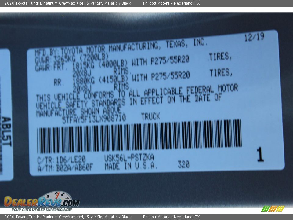 2020 Toyota Tundra Platinum CrewMax 4x4 Silver Sky Metallic / Black Photo #25