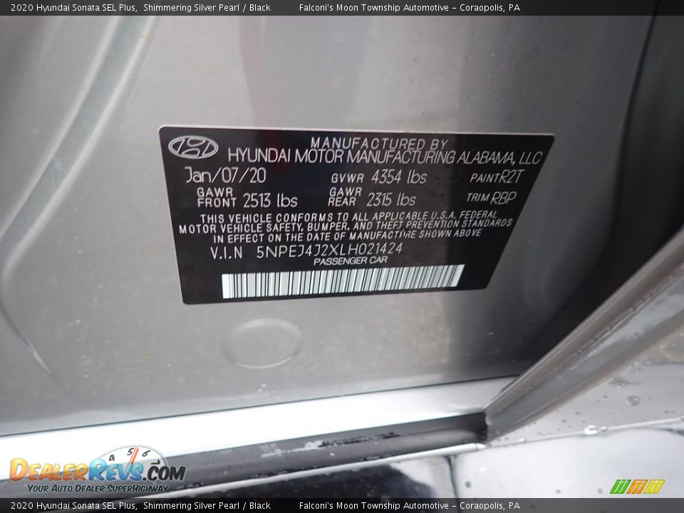 2020 Hyundai Sonata SEL Plus Shimmering Silver Pearl / Black Photo #12