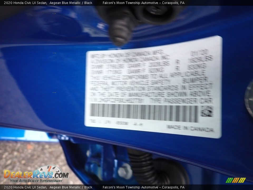 2020 Honda Civic LX Sedan Aegean Blue Metallic / Black Photo #13