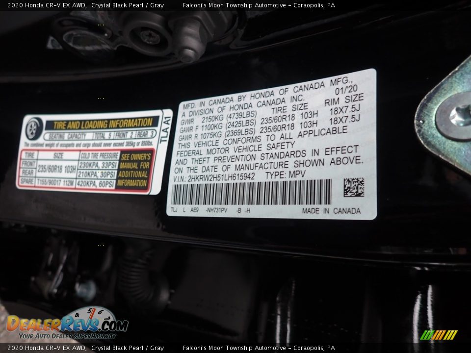 2020 Honda CR-V EX AWD Crystal Black Pearl / Gray Photo #12