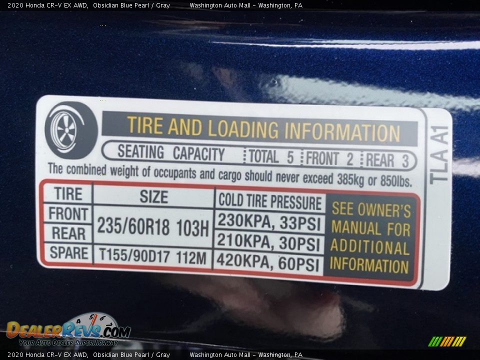 2020 Honda CR-V EX AWD Obsidian Blue Pearl / Gray Photo #8