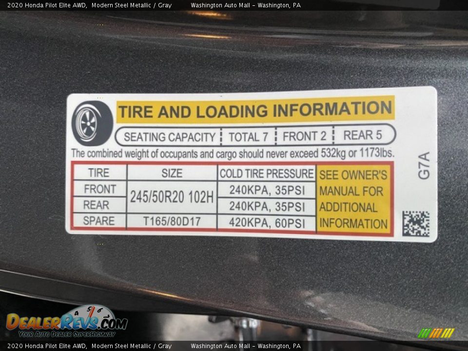 2020 Honda Pilot Elite AWD Modern Steel Metallic / Gray Photo #8