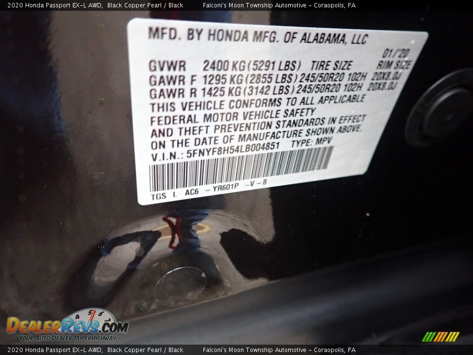 2020 Honda Passport EX-L AWD Black Copper Pearl / Black Photo #12