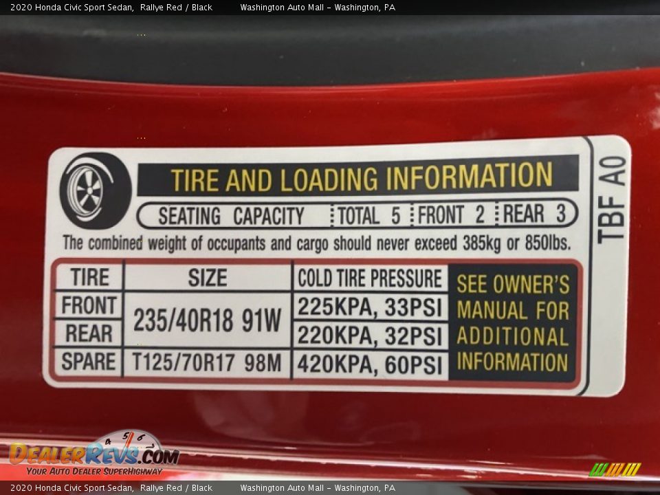 2020 Honda Civic Sport Sedan Rallye Red / Black Photo #8