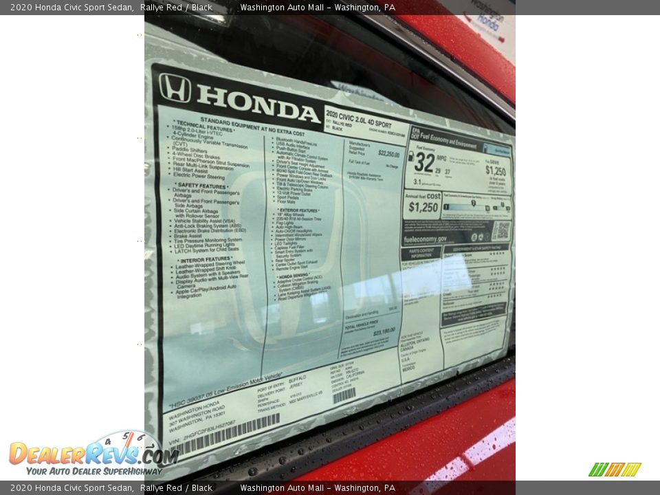 2020 Honda Civic Sport Sedan Window Sticker Photo #15