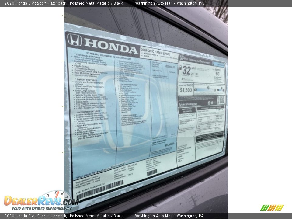 2020 Honda Civic Sport Hatchback Polished Metal Metallic / Black Photo #15