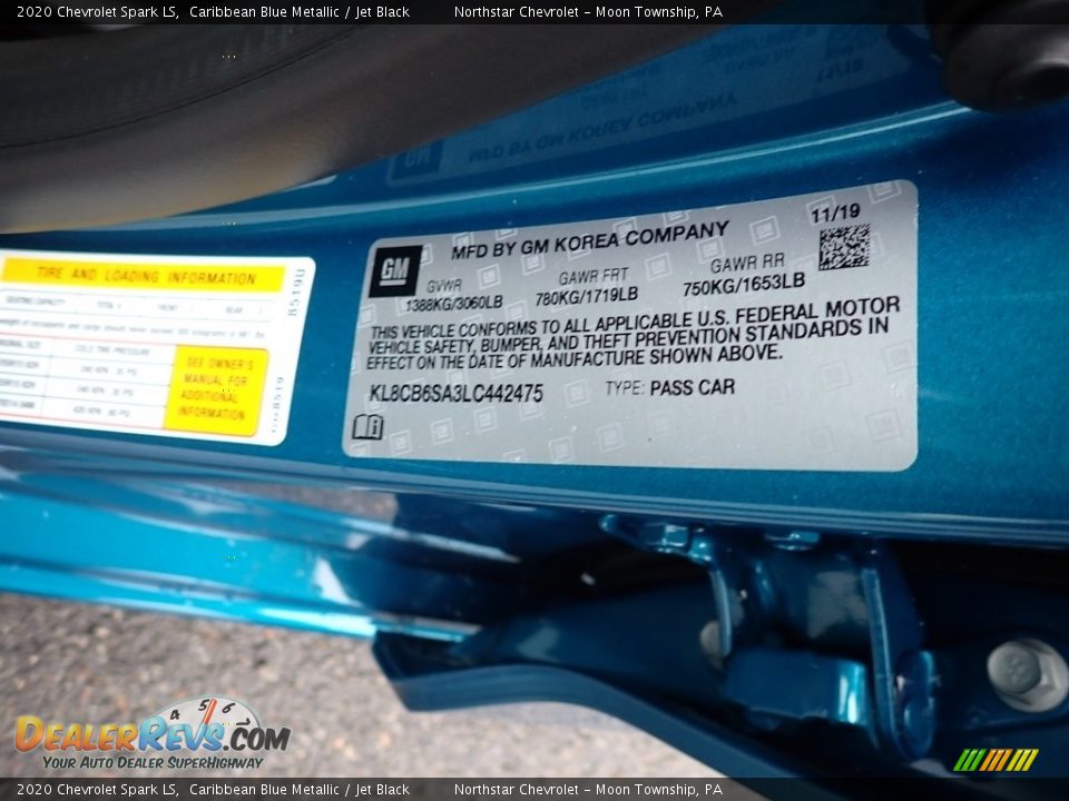2020 Chevrolet Spark LS Caribbean Blue Metallic / Jet Black Photo #16