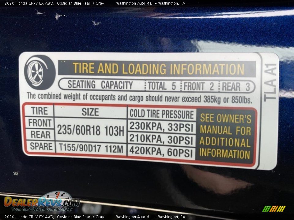 2020 Honda CR-V EX AWD Obsidian Blue Pearl / Gray Photo #8