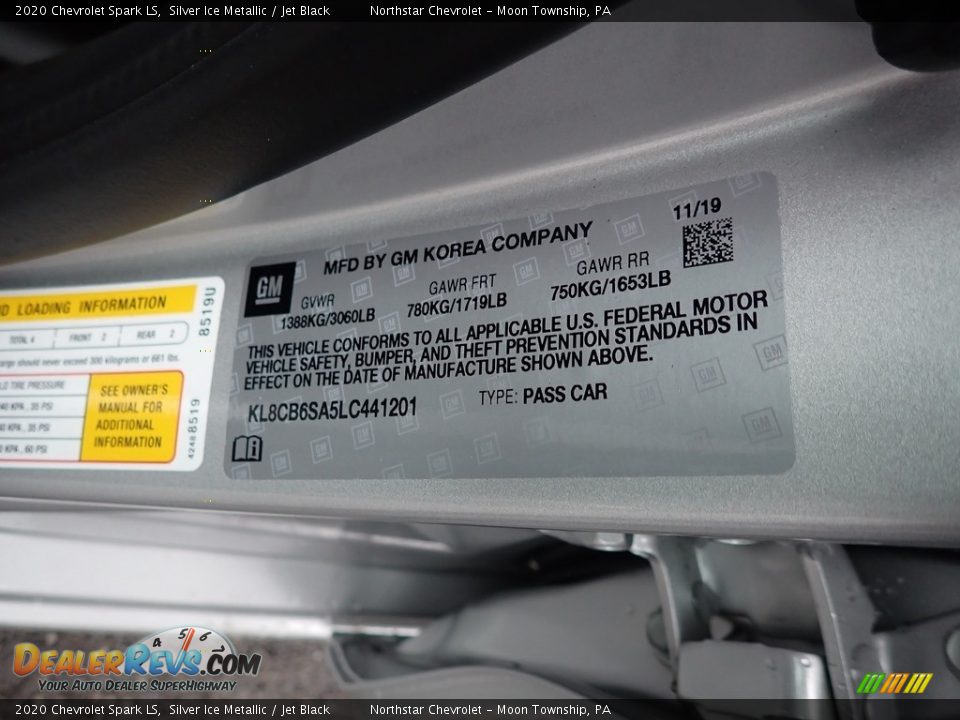 2020 Chevrolet Spark LS Silver Ice Metallic / Jet Black Photo #15