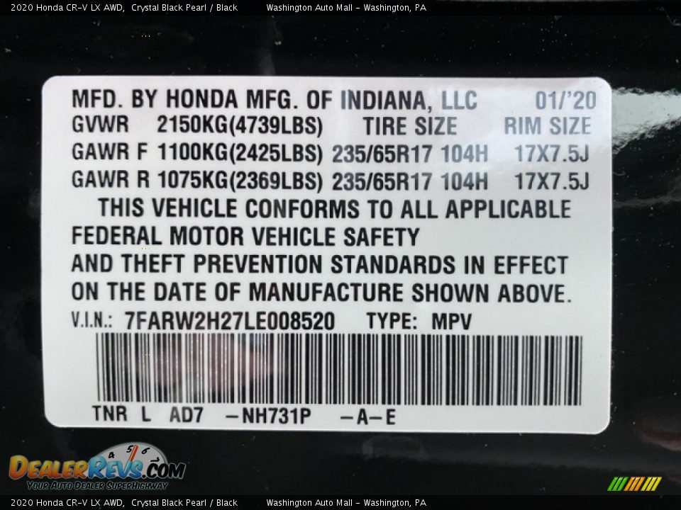 2020 Honda CR-V LX AWD Crystal Black Pearl / Black Photo #9