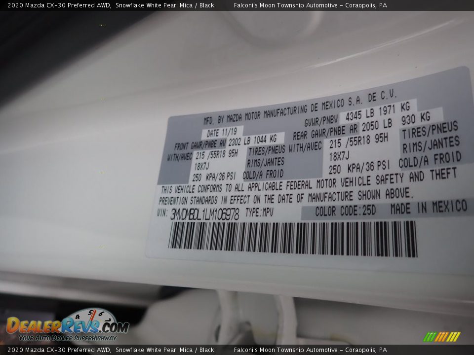2020 Mazda CX-30 Preferred AWD Snowflake White Pearl Mica / Black Photo #12