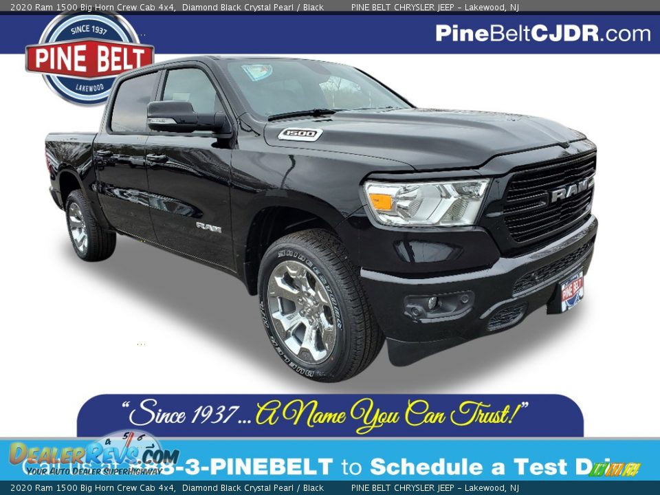 2020 Ram 1500 Big Horn Crew Cab 4x4 Diamond Black Crystal Pearl / Black Photo #1